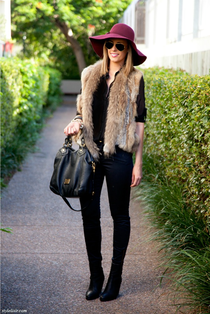 How to wear a fur vest - monochromatic