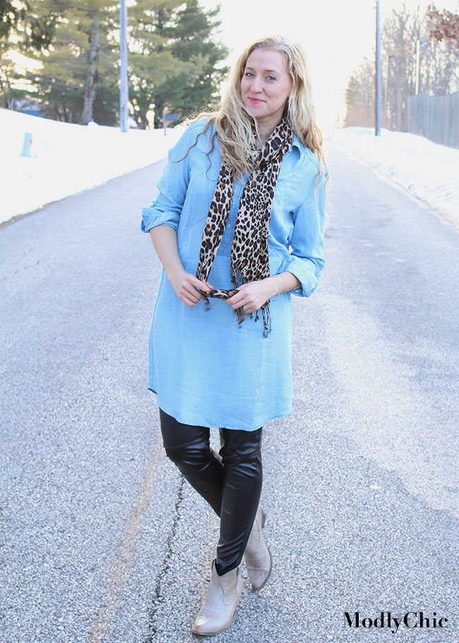 Burlington Style - Styling a chambray dress from winter to summer.