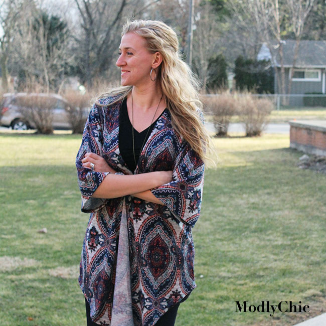 PinkBlush blue kimono sweater.