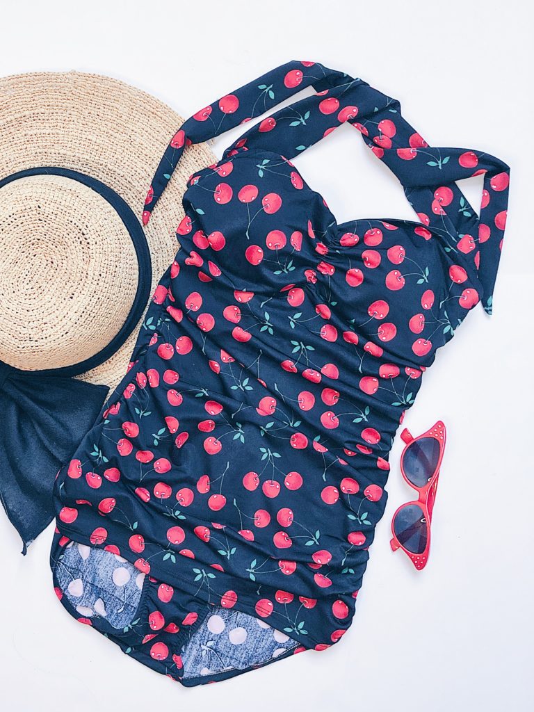 esther williams cherries one piece swimsuit